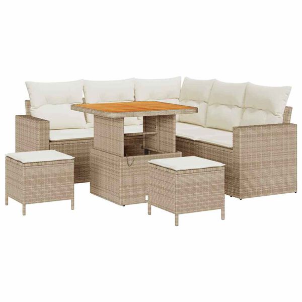 vidaXL Ensemble de canap&eacute; de jardin 8 pcs Beige polyrotin