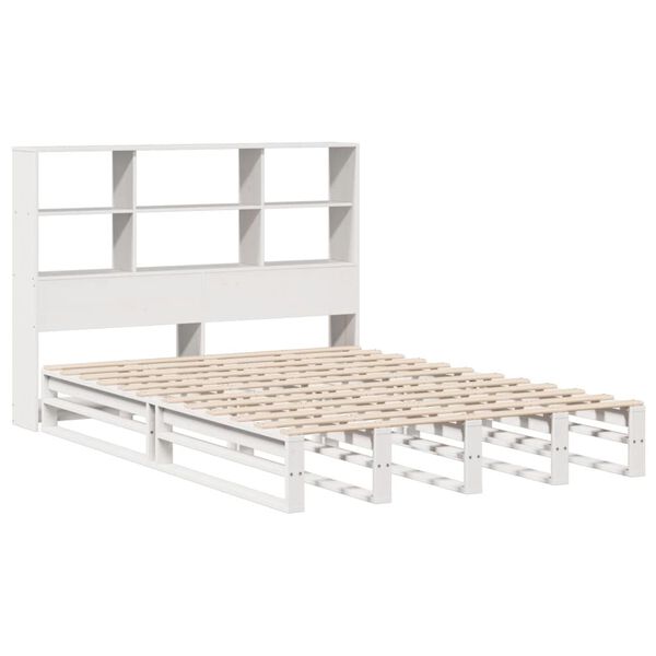 vidaXL Lit biblioth&egrave;que sans matelas blanc 120x190 cm bois massif