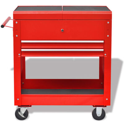 vidaXL Chariot à outils pour atelier avec 2 tiroirs en acier Rouge