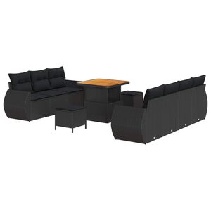 vidaXL Ensemble de canap&eacute; de jardin avec coussin 10 pcs Noir polyrotin