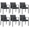 vidaXL Chaises de jardin et coussins lot de 6 noir 56,5x57x83 cm rotin