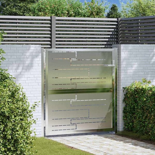 vidaXL Porte de Jardin Argenté 96 x 100 cm Acier inoxydable