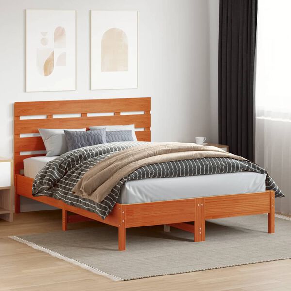 vidaXL T&ecirc;te de lit cire marron 150 cm bois massif de pin
