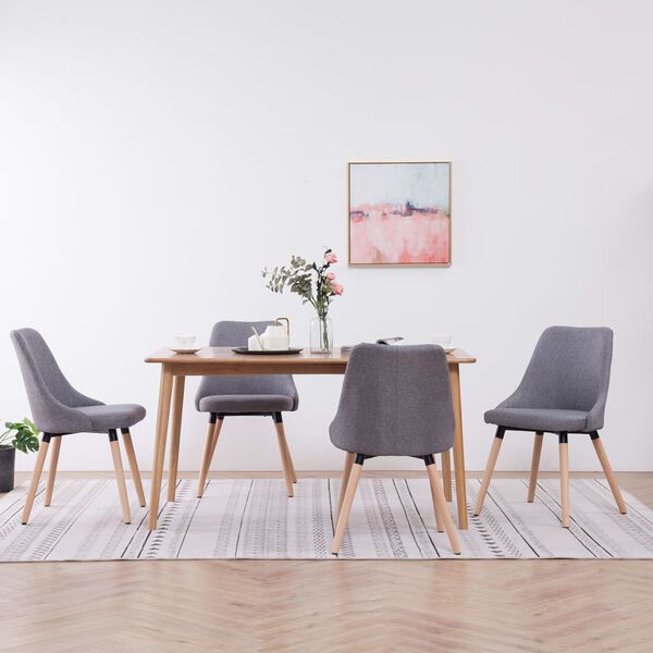 vidaXL Chaises &agrave; manger lot de 4 gris clair tissu