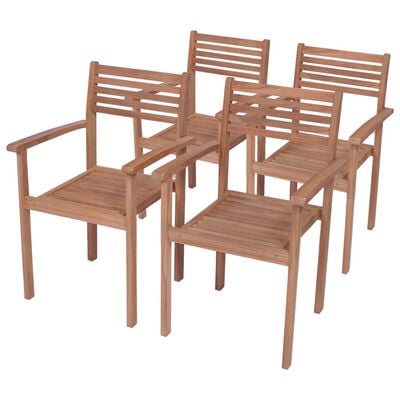 vidaXL Chaises de jardin lot de 4 et coussins noir Bois de teck solide