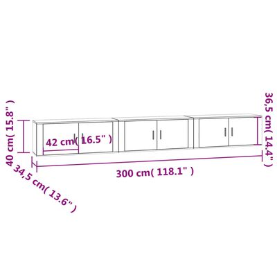 vidaXL Meubles TV muraux 3 pcs chêne fumé 100x34,5x40 cm