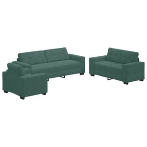 vidaXL Ensemble de Canap&eacute;s 3 pc Vert fonc&eacute; Velours