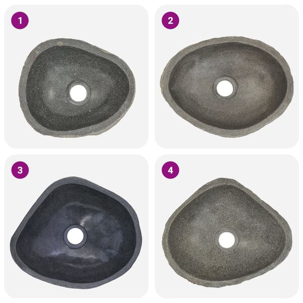 vidaXL Lavabo en pierre de rivi&egrave;re ovale (29-38)x(24-31) cm