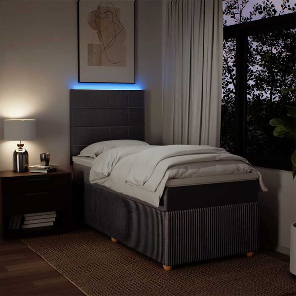 vidaXL Sommier &agrave; lattes de lit avec matelas Taupe 90x200 cm Tissu