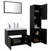 vidaXL Ensemble de meubles de salle de bain Noir Bois d'ing&eacute;nierie