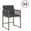 vidaXL Chaises de jardin avec coussins lot de 4 gris r&eacute;sine tress&eacute;e