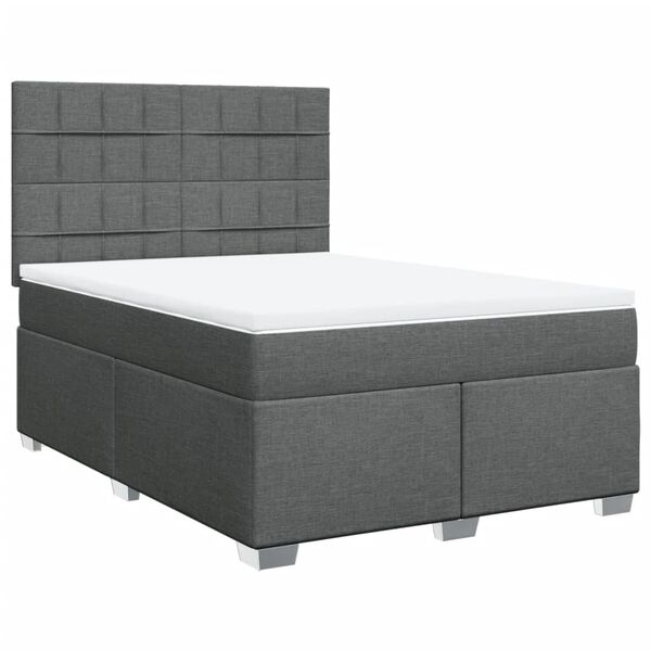vidaXL Sommier &agrave; lattes de lit avec matelas Gris fonc&eacute; 160x200cm Tissu