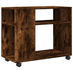 vidaXL Table d'appoint avec roues ch&ecirc;ne fum&eacute; bois d'ing&eacute;nierie
