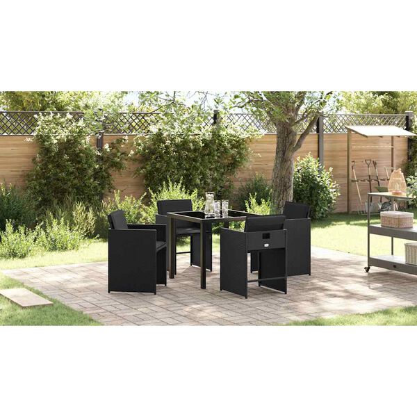 vidaXL Ensemble de salle &agrave; manger pour jardin 5 pcs Noir polyrotin