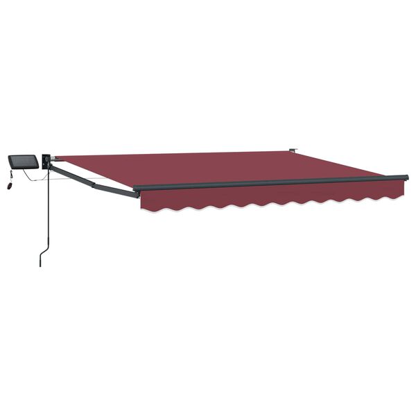 vidaXL Store r&eacute;tractable manuel avec LEDs Rouge bordeaux 3 x 2,5 m