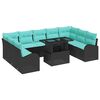 vidaXL Ensemble de canap&eacute; de jardin 10 pc Noir Poly rotin