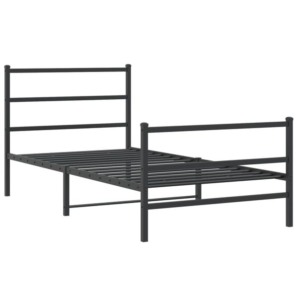 vidaXL Cadre de lit m&eacute;tal sans matelas avec pied de lit noir 100x190cm
