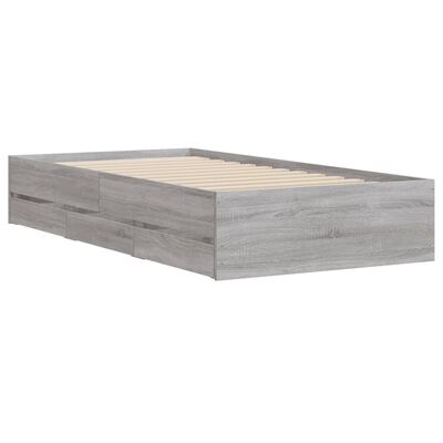 vidaXL Cadre de lit et tiroirs sonoma gris 75x190cm bois d'ingénierie
