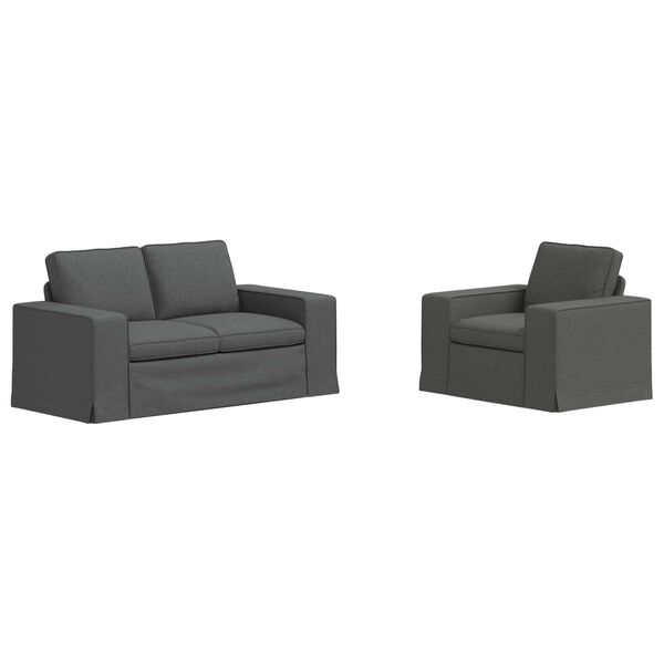 vidaXL Canap&eacute; 120cm 2 pcs Gris fonc&eacute; M&eacute;tал