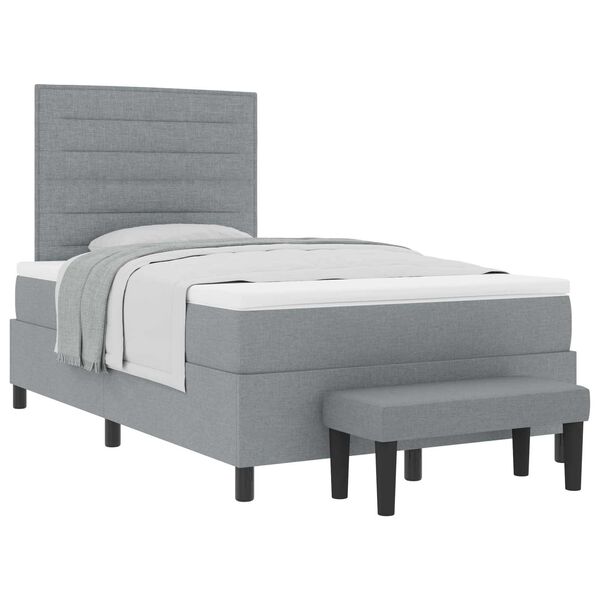 vidaXL Lit &agrave; ressorts avec matelas Gris clair 120 x 190 cm tissu