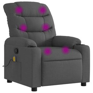 vidaXL Fauteuil de massage inclinable gris fonc&eacute; tissu