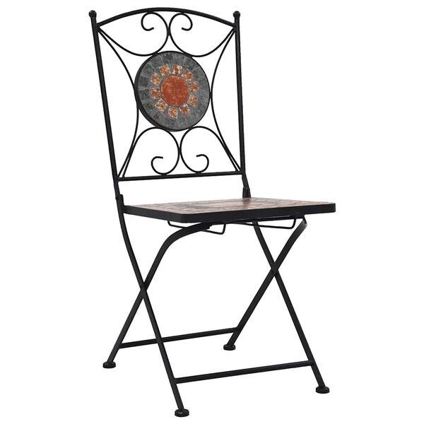 vidaXL Chaises de bistrot mosaïque 2 pcs Orange et gris
