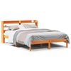vidaXL Cadre de lit et t&ecirc;te de lit sans matelas cire marron 135x190 cm