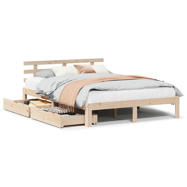 vidaXL Cadre de lit avec tiroirs sans matelas 140x190 cm