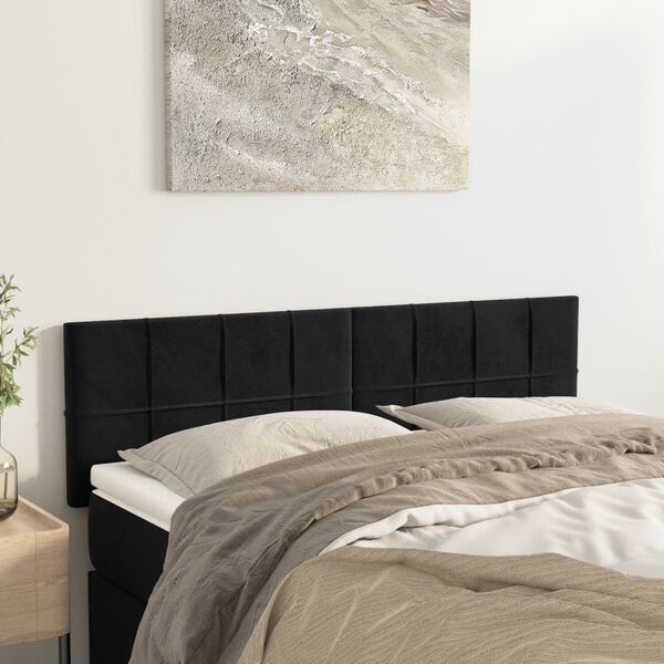 vidaXL T&ecirc;tes de lit Noir 144 x 5 x 78/88 cm Velours