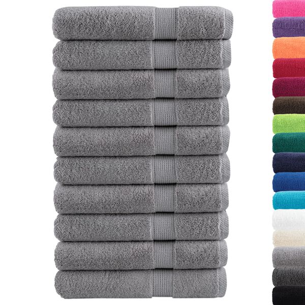 vidaXL Serviettes de sauna de qualit&eacute; sup&eacute;rieure SOLUND 10 pcs gris