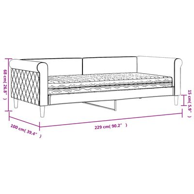 vidaXL Lit de jour avec matelas gris foncé 90x200 cm velours