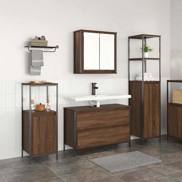 vidaXL Ensemble de mobilier de salle de bain 3 pcs Ch&ecirc;ne brun