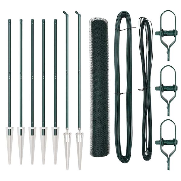 vidaXL Cl&ocirc;ture avec poteaux Vert 1 x 10 m Acier recouvert de PVC