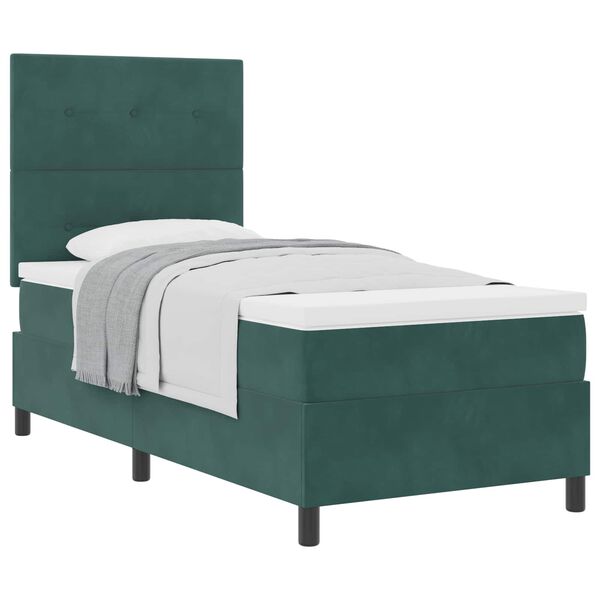 vidaXL Lit &agrave; ressorts avec matelas Vert fonc&eacute; 100 x 200 cm Velours