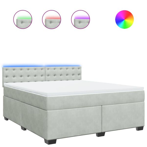 vidaXL Sommier &agrave; lattes de lit et matelas Gris clair 180x200cm Velours