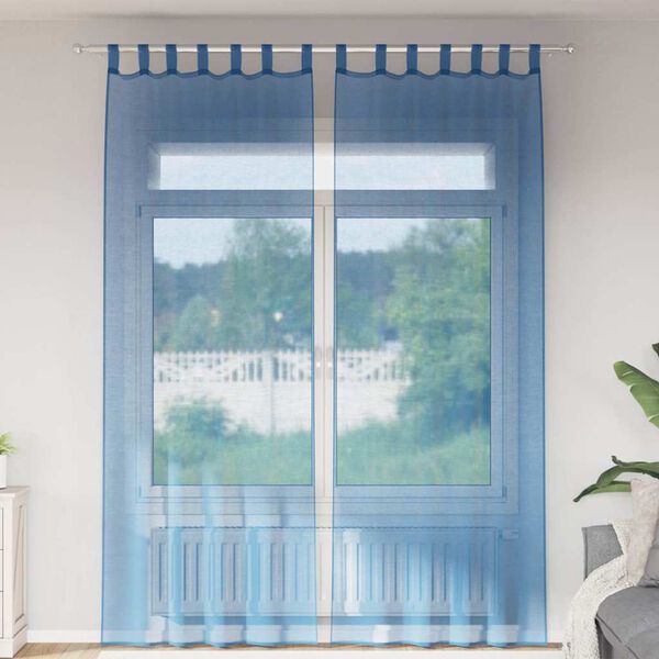 vidaXL Rideaux en voile avec boucles 2 pcs bleu royal 140x260 cm
