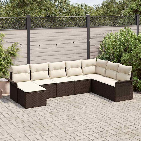 vidaXL Ensemble de canap&eacute; de jardin 8 pcs Marron Poly rotin