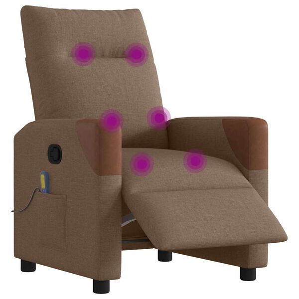 vidaXL Fauteuil inclinable de massage &eacute;lectrique marron tissu