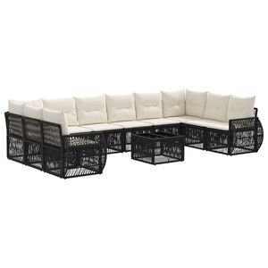 vidaXL Ensemble de canap&eacute; de jardin 11 pc Noir et blanc cr&egrave;me