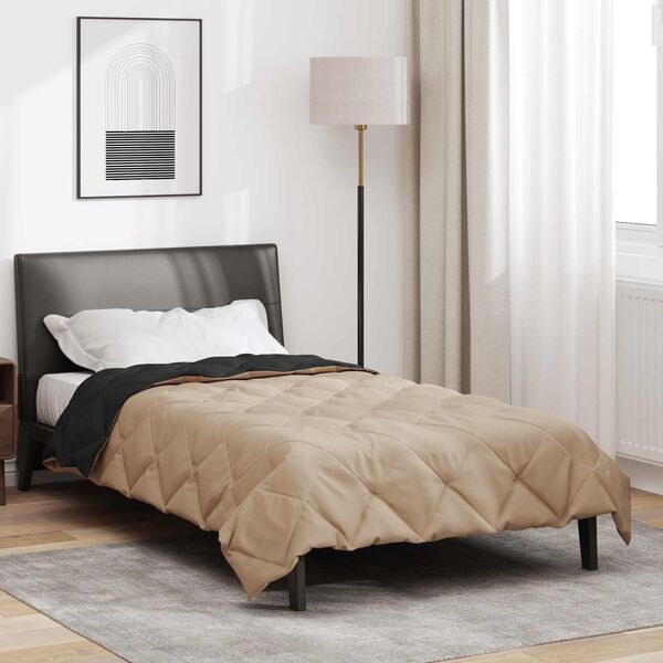 vidaXL Duvet d'&eacute;t&eacute; simple Noir et Taupe 220 x 140 cm Microfibre