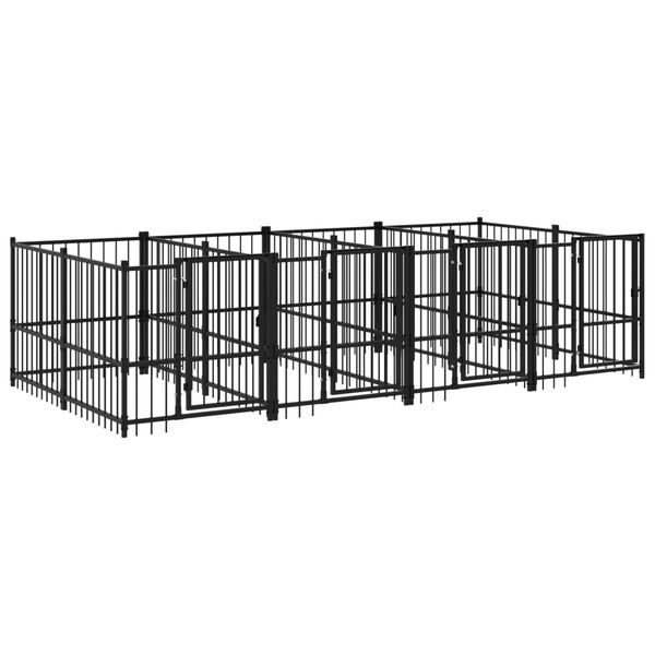 vidaXL Chenil d'ext&eacute;rieur pour chiens Acier 7,51 m&sup2;