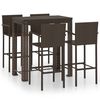 vidaXL Ensemble de bar d'extérieur 5 pcs accoudoir Poly rotin Marron