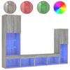 vidaXL Unit&eacute;s murales TV avec LED 4 pcs gris sonoma bois d'ing&eacute;nierie