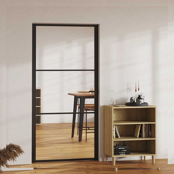vidaXL Porte int&eacute;rieure Verre ESG et aluminium 102,5x201,5 cm Noir