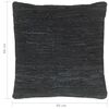 vidaXL Coussin chindi Noir 60x60 cm Cuir et coton