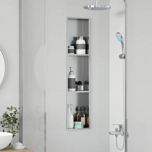 vidaXL Niche de Douche Argent&eacute; 90 x 20 x 9,5 cm Acier inoxydable
