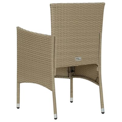 vidaXL Ensemble à manger de jardin et coussins 3 pcs Poly rotin Beige