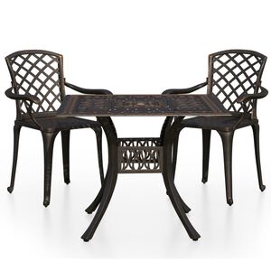 vidaXL Ensemble de bistro 3 pcs Aluminium coul&eacute; Bronze
