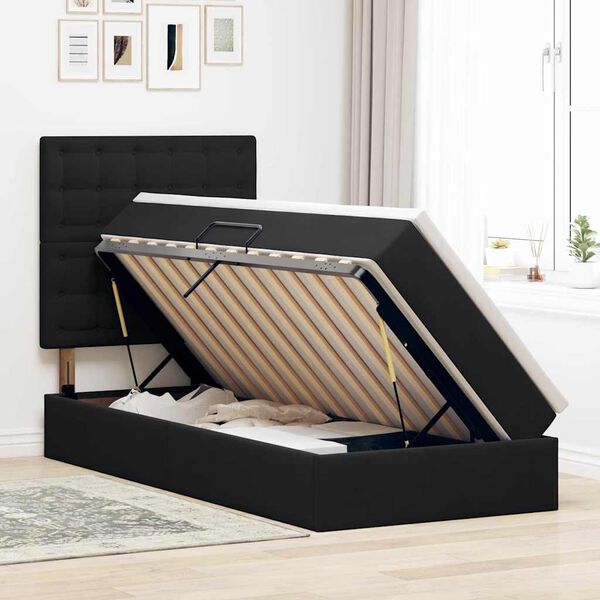 vidaXL Lit avec rangement et LED avec matelas Noir 90 x 200 cm Velours