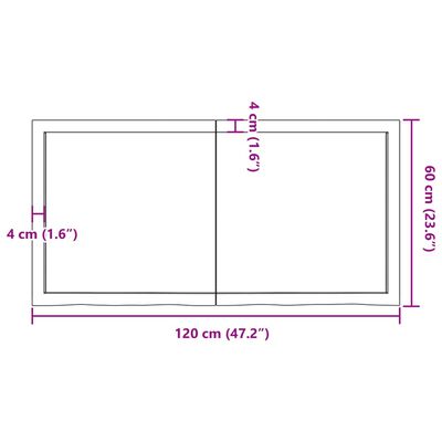 vidaXL Comptoir de salle de bain marron 120x60x(2-4) cm bois traité